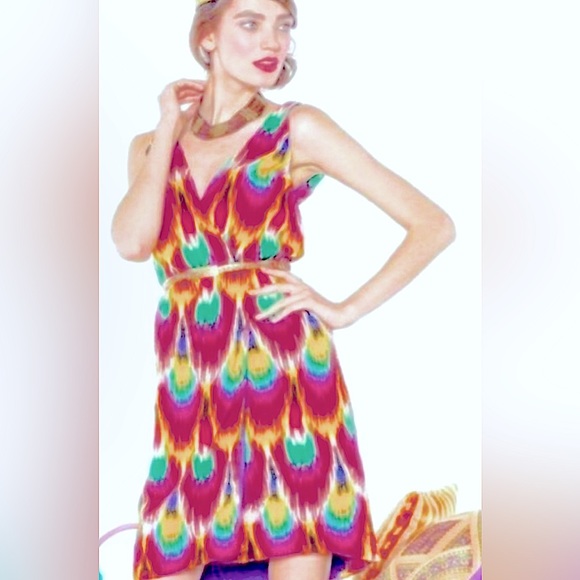 Alice + Olivia Alameda Ikat Printed Sheath Mini Dress - Picture 10 of 10